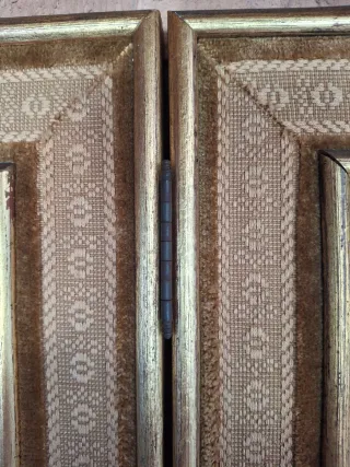 Antiguo espejo tríptico dorado