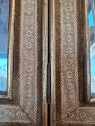 Antiguo espejo tríptico dorado