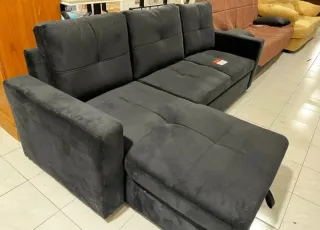 Sofá Cama Chaise Lounge Negro Terciopelo