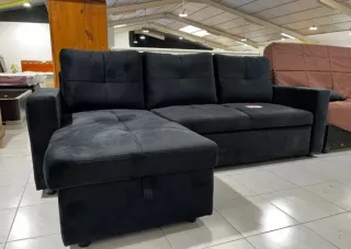 Sofá Cama Chaise Lounge Negro Terciopelo