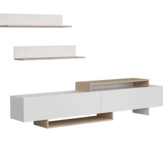 Mueble TV moderno blanco y madera