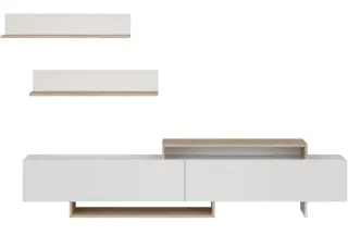 Mueble TV moderno blanco y madera