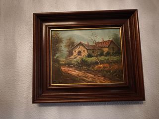 Cuadro antiguo de barcos en el mar