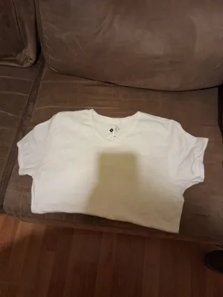 5 camisetas blancas de allgodón manga corta M