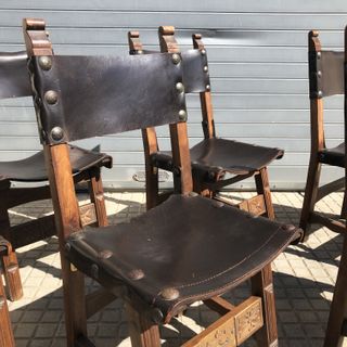 Sillas Vintage Cuero Brutalista 1960 España