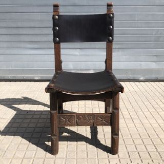 Sillas Vintage Cuero Brutalista 1960 España