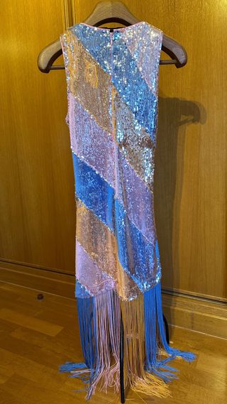 Vestido lentejuelas flecos fiesta