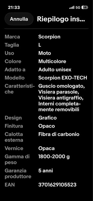 Scorpion EXO-TECH EVO CARBON Casco Moto