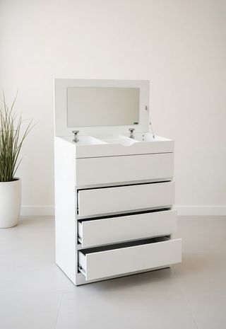 Cómoda Blanca con Espejo y Joyero