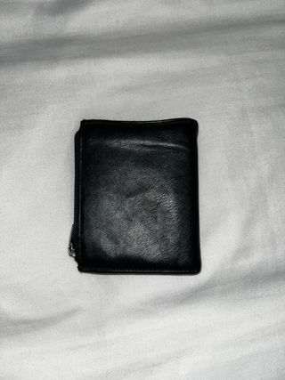 Cartera de cuero genuino hecha a mano negra