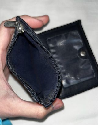 Cartera de cuero genuino hecha a mano negra