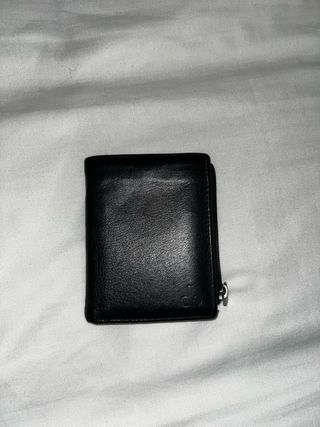 Cartera de cuero genuino hecha a mano negra