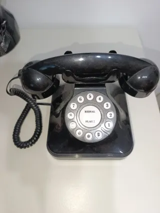 Teléfono Fijo Antiguo Negro