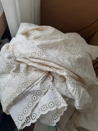 Colcha vintage cama 90 de algodón beige
