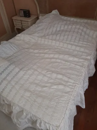 Colcha vintage cama 90 de algodón beige