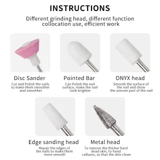 Pulidor de uñas eléctrico con accesorios