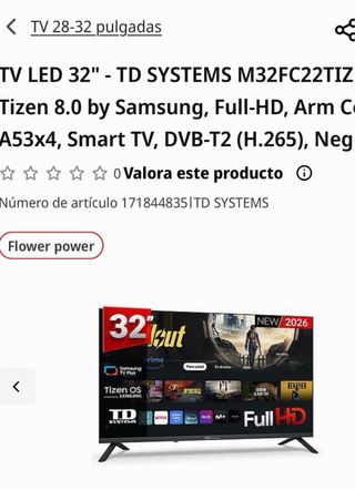 TD SYSTEMS M32C22TIZEN TV 32 Nuevo en Caja