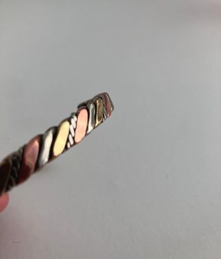 Pulsera Brazalete Trenzado Oro, cobre y Plata