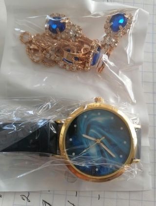 Conjunto Joyas y Reloj Mujer Azul
