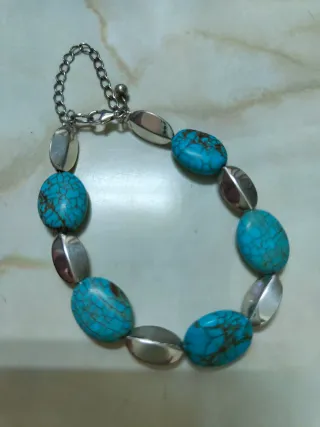 Pulsera Plata y Piedras Turquesa Naturales