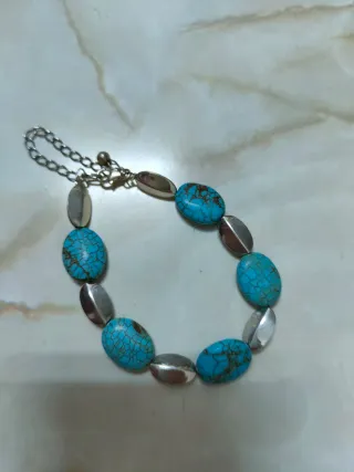 Pulsera Plata y Piedras Turquesa Naturales