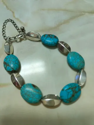 Pulsera Plata y Piedras Turquesa Naturales