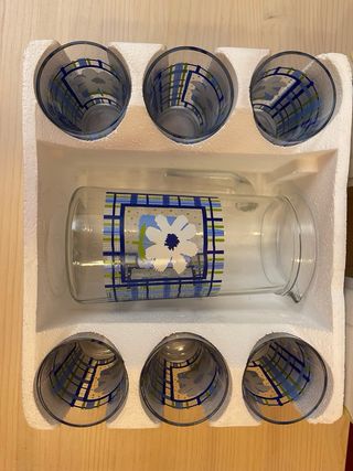 Juego Jarra y 6 Vasos Cristal