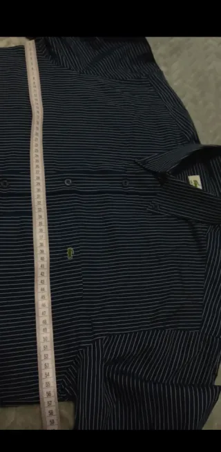 Camisa Lacoste Rayas Azul y Blanco