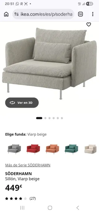 Sillón Söderhamn Ikea Gris