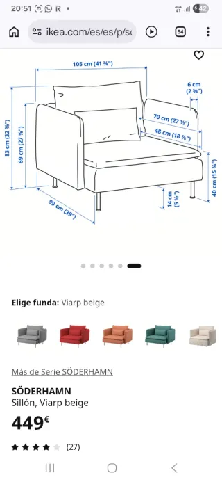 Sillón Söderhamn Ikea Gris