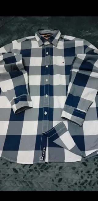 Camisa Tommy Hilfiger Cuadros Azul Blanco