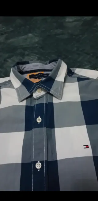 Camisa Tommy Hilfiger Cuadros Azul Blanco