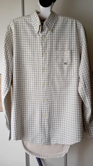 Camisa Burberry Cuadros Gris y Blanco