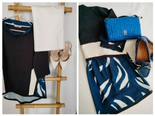 Sudadera azul marino y blanca