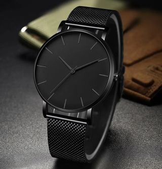 Reloj Geneva Cuarzo Negro Malla Acero