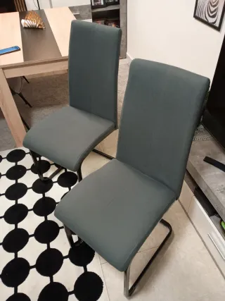 Juego 2 Sillas Tapizadas Gris Modernas