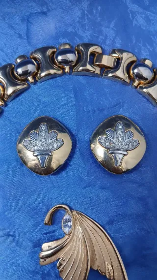 Lote Gargantilla/Pendientes/Broche Vintage 90's