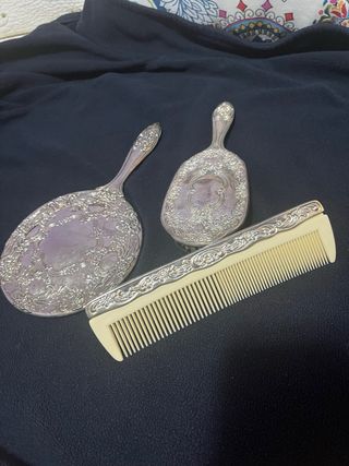 Set Espejo, Peine y Cepillo Plata
