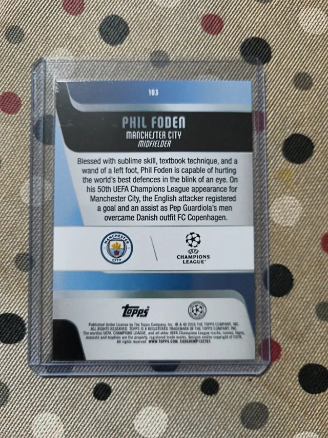 Phil Foden 089/150 Topps Tarjeta