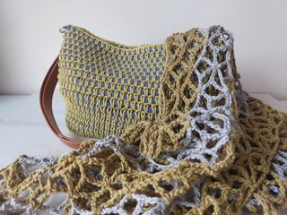 Foulard nuevo crochet verde y gris