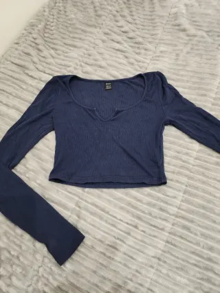 Camiseta Shein manga larga azul Talla XS