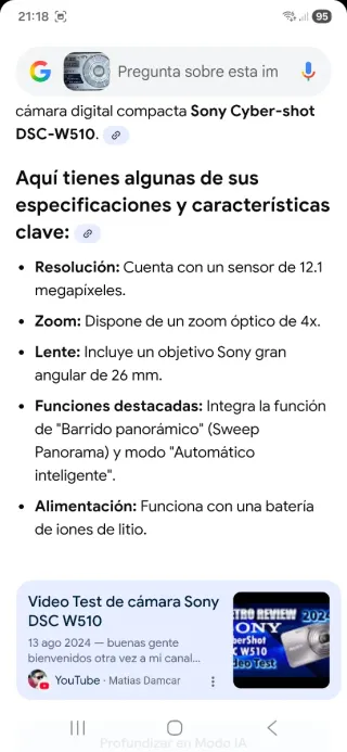 Cámara Sony Cyber-shot DSC-W510 Plata