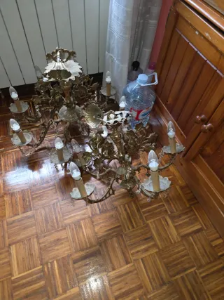 Lote 5 Lámparas Doradas Cristal