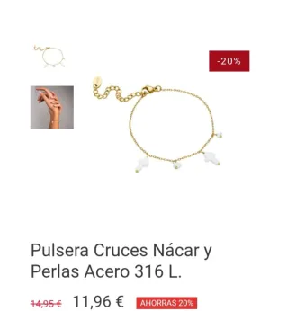 Pulsera Cruces Nácar y Perlas Acero