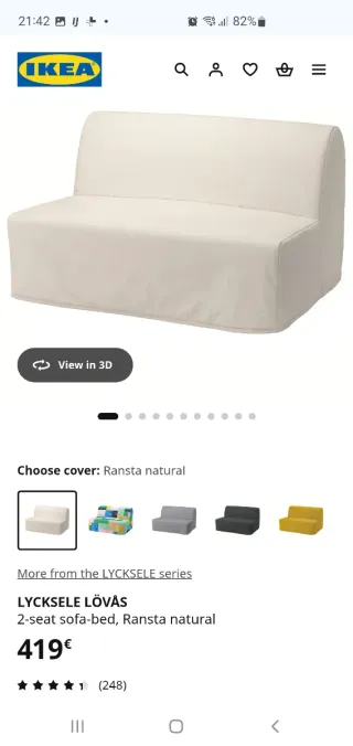 Sofá Cama IKEA LYCKSELE LÖVÅS 2 Plazas