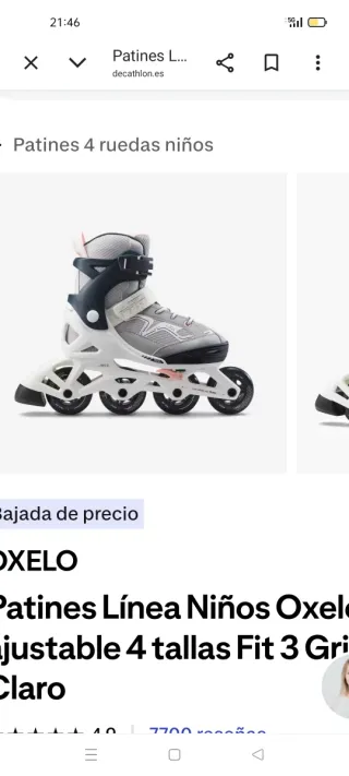 Patines en línea Oxelo 4 tallas ajustables