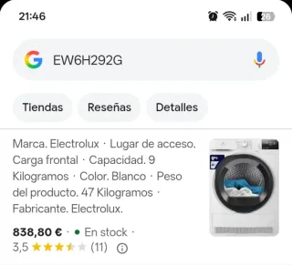 Secadora Electrolux EW6H292G 9kg