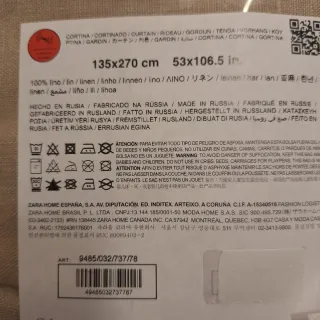 Cortina Zara Home Lino Beige tostado 135x270cm