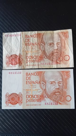 2 BILLETES 200 PESETAS LEOPOLDO ALAS CLARÍN