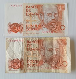 2 BILLETES 200 PESETAS LEOPOLDO ALAS CLARÍN